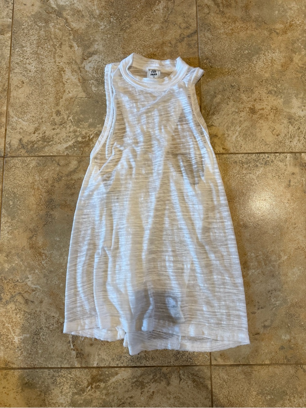 We The Free White sheer Knit High Neck Tank sz S